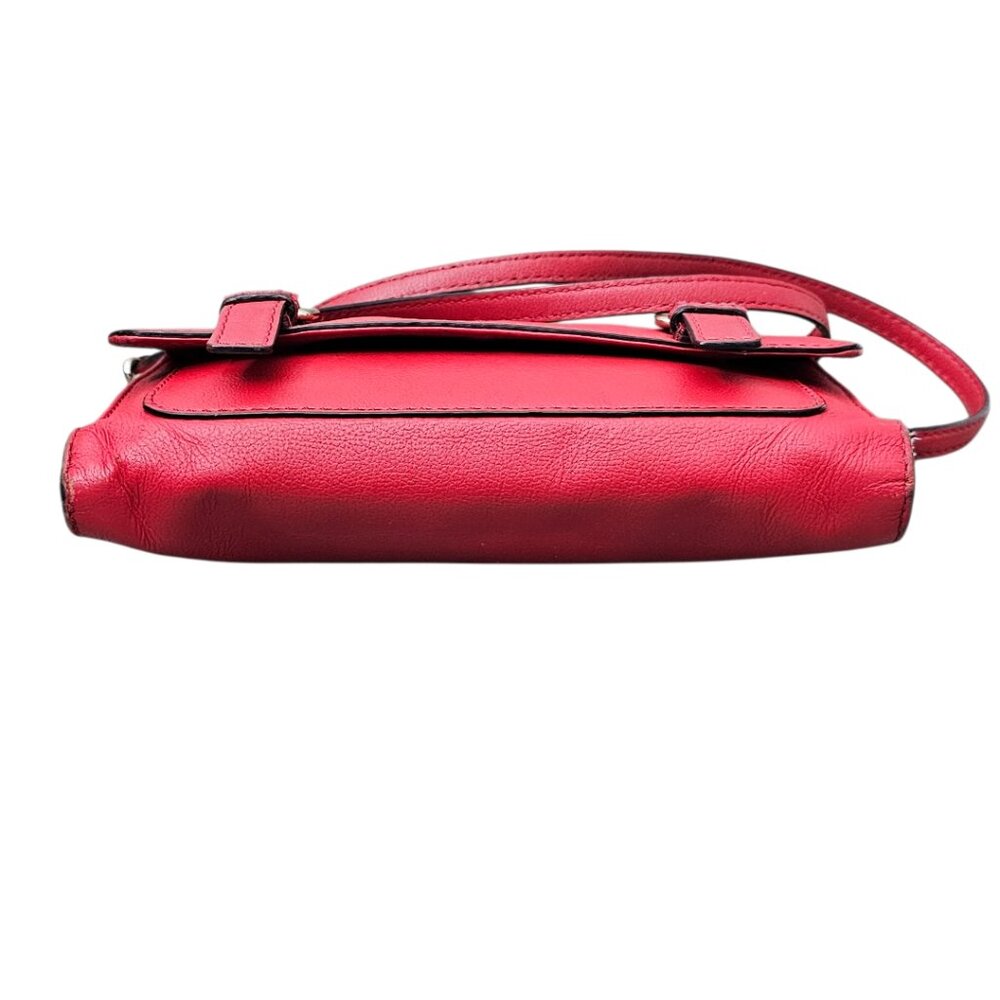 Kate Spade Allen Street Neil Saddle Leather Buckle Flap Red Crossbody Bag COA - Picture 10 of 16